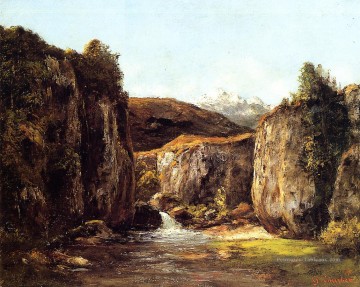  Gustav Art - Paysage La Source parmi les rochers du Doubs Réaliste réalisme peintre Gustave Courbet